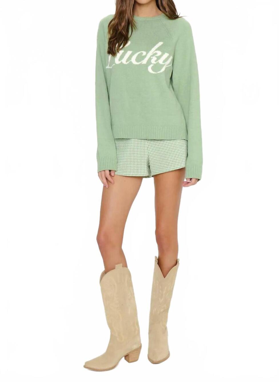 NEW SHOW ME YOUR MUMU off duty long sleeve crew neck sweater in lucky